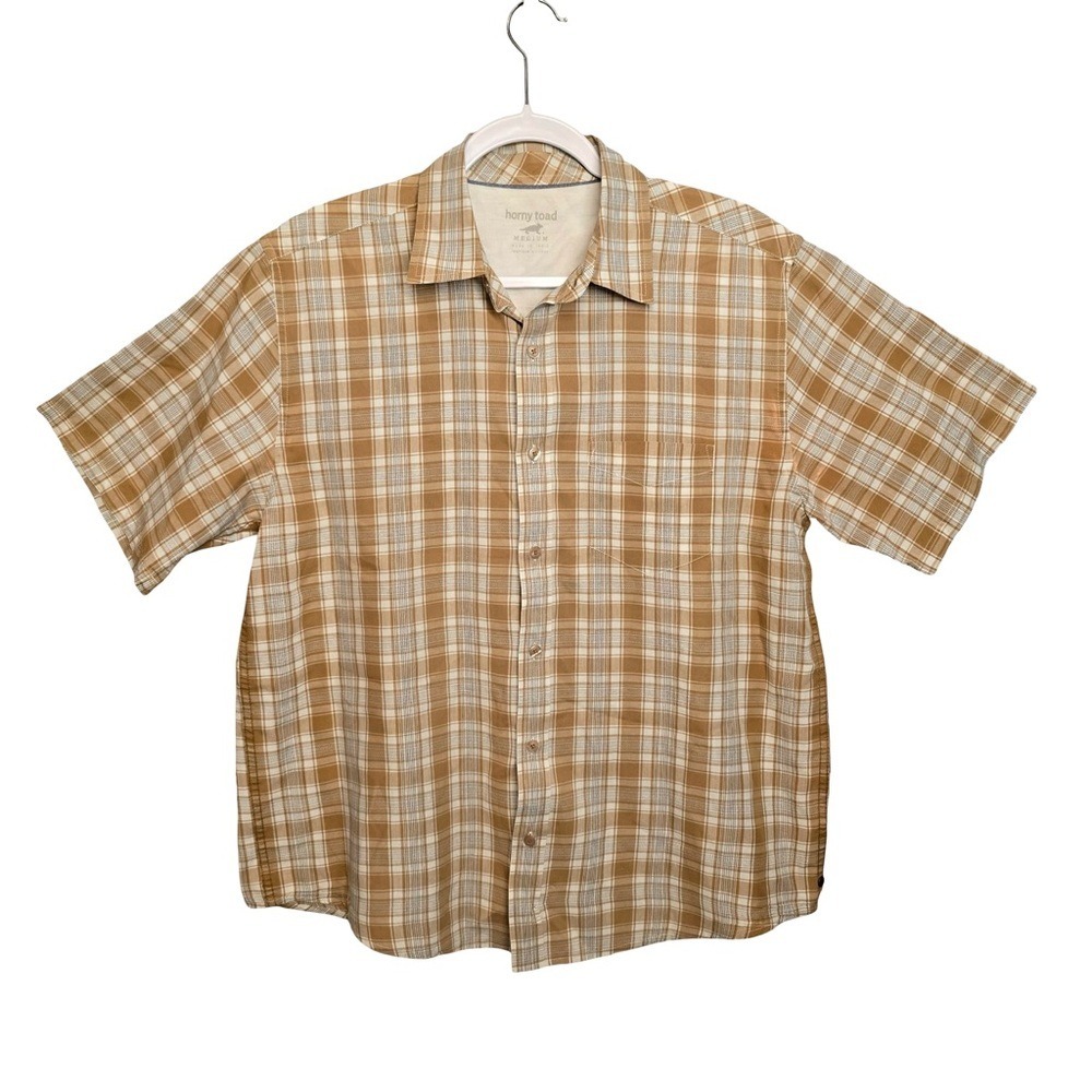 Horny Toad Men's M Plaid Short Sleeve Button Front Shirt Organic Cotton Recycled